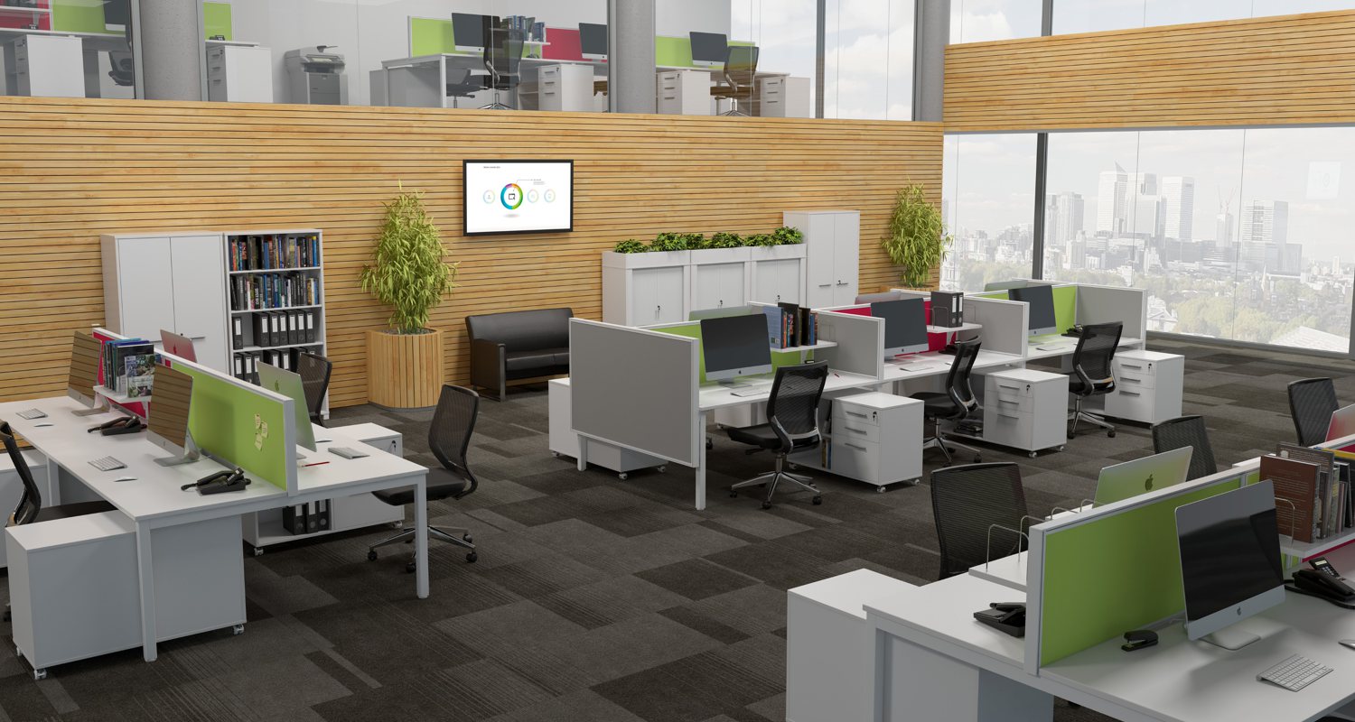 Axis Workstations with Above Desk Studio 50 Screens