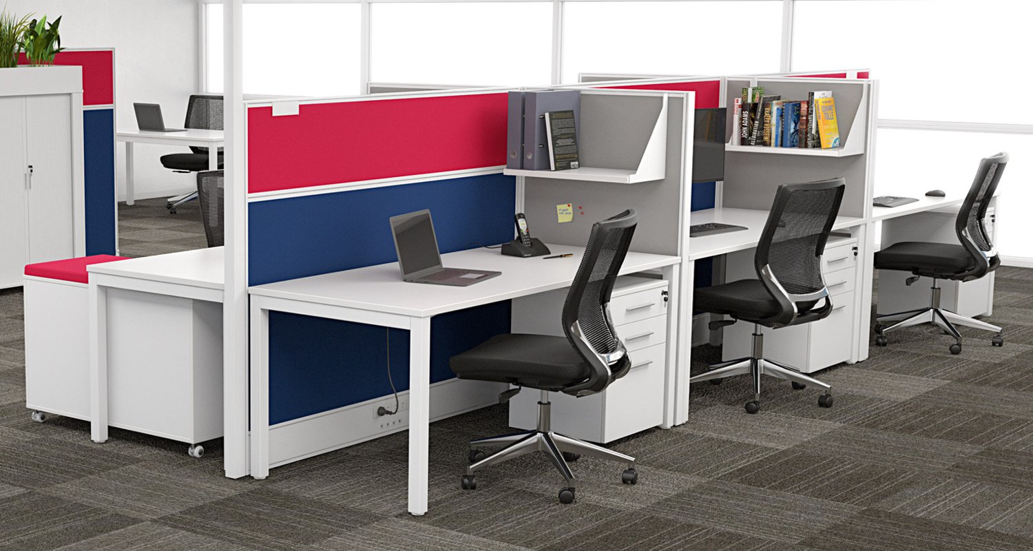 Axis Workstations with Studio 50 Screens with Cable Ducting