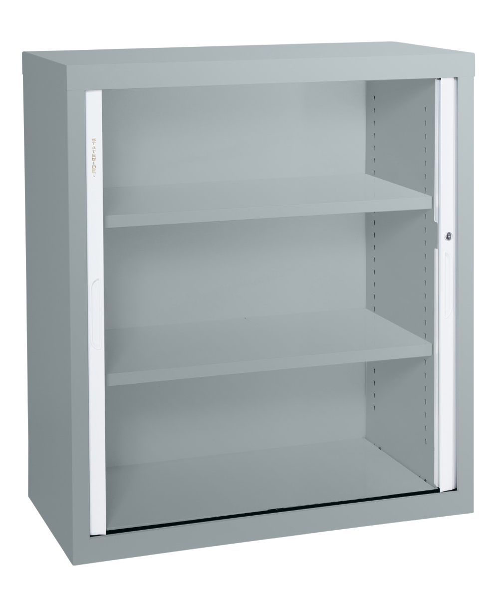 Statewide Tambour Cabinet 1200 High Light Grey Open
