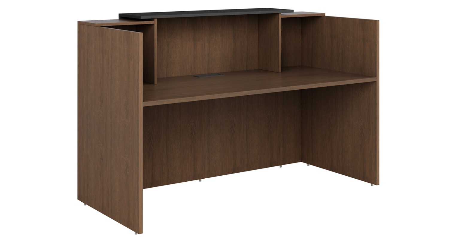 Sorrento Regal Walnut and Charcoal Reception Counter Rear View