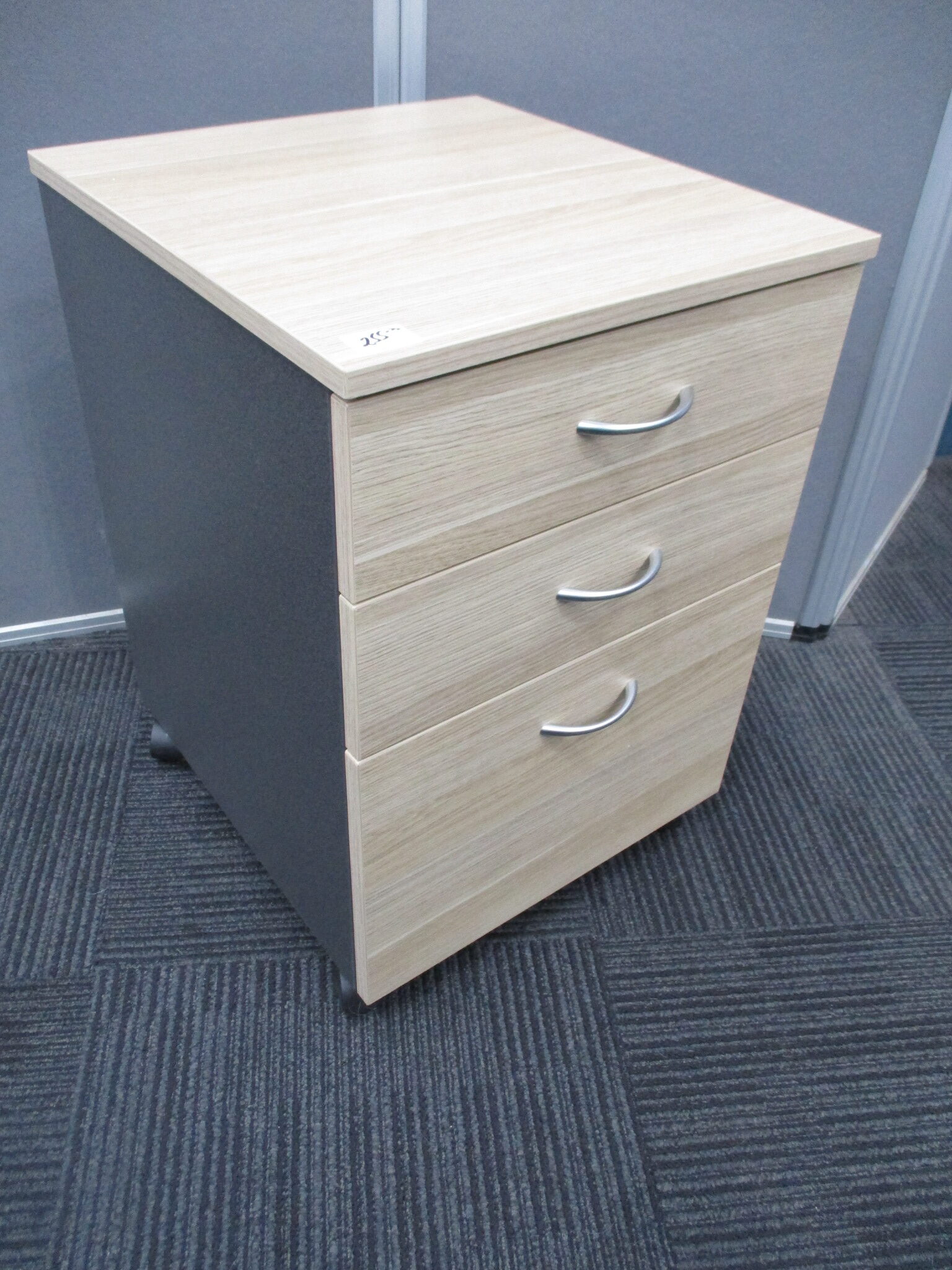 New Natural Oak and Ironstone 3 Drawer Mobile Pedestals $295