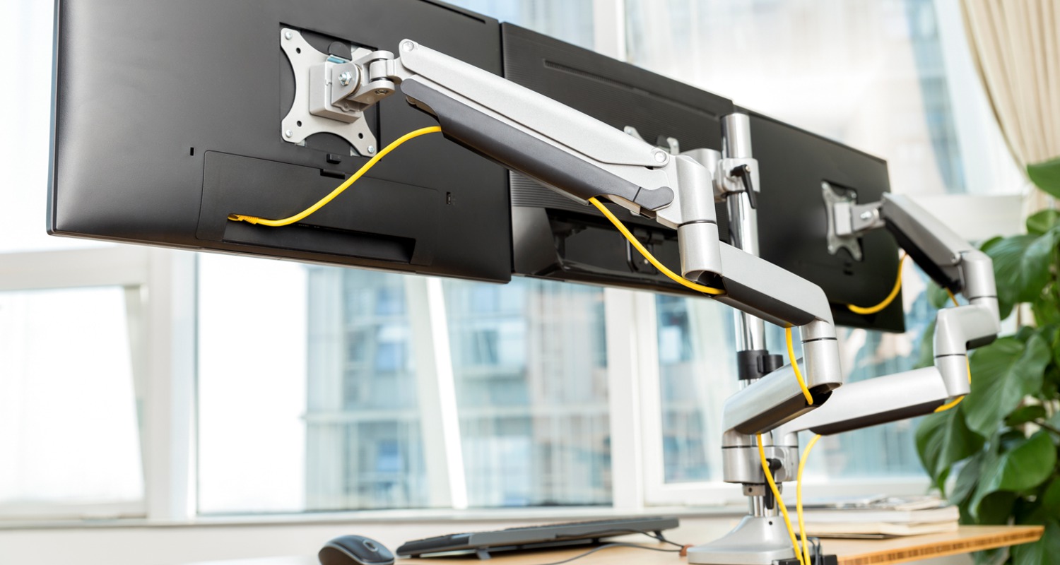 EMA10 Triple Monitor Arm Cable Management