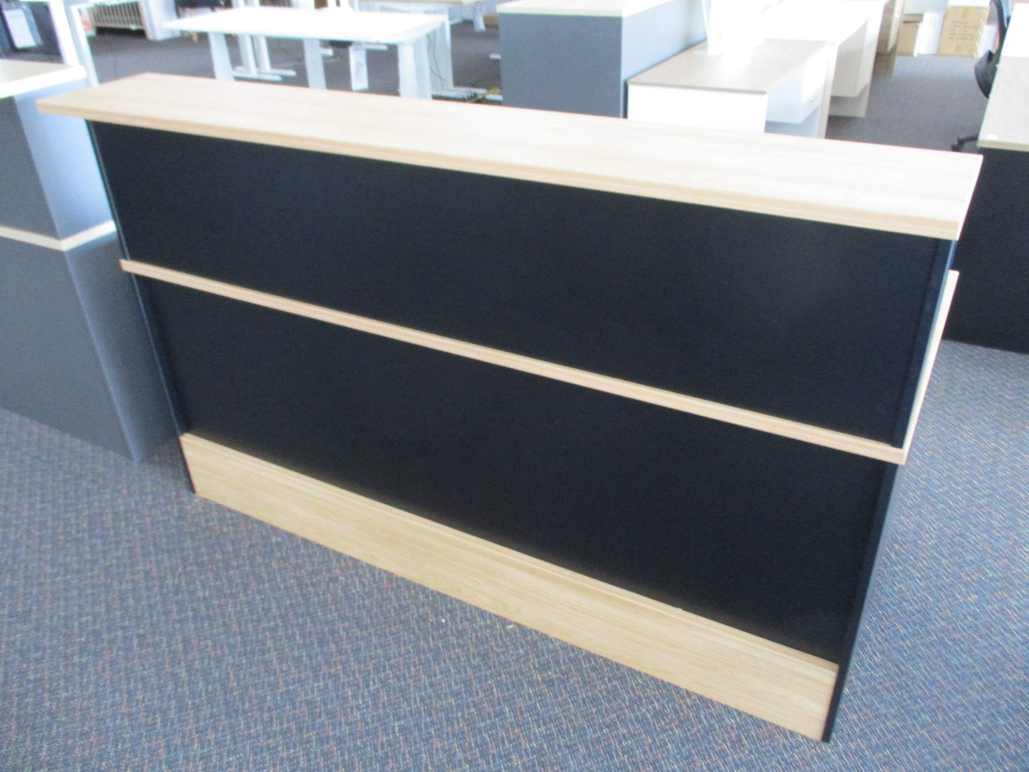 New Elegant Oak and Black Reception Counter 1800×750 $990