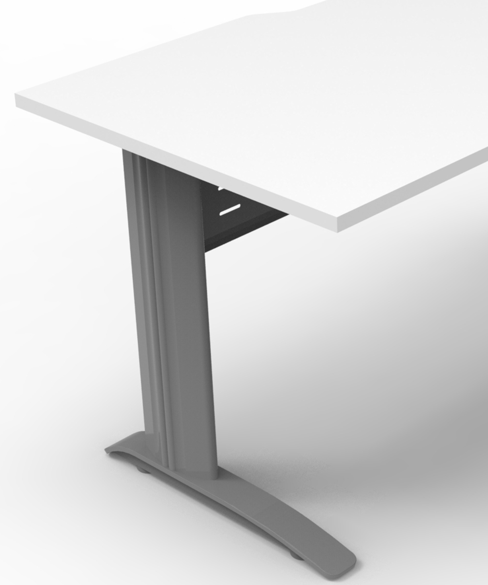 Span Desk Silver and White