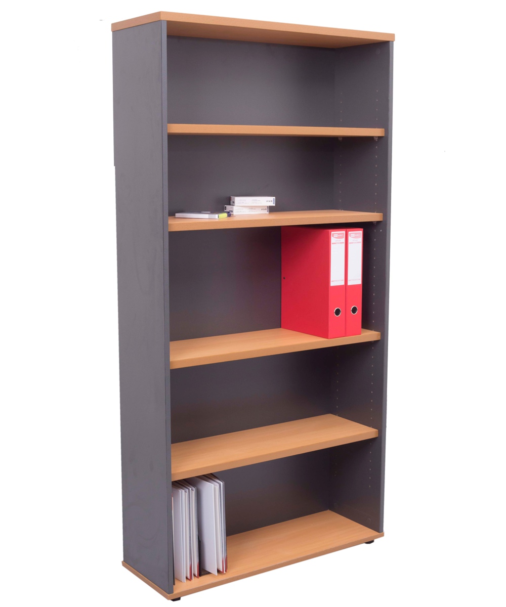 Worker Bookcase Beech and Ironstone 1800×900