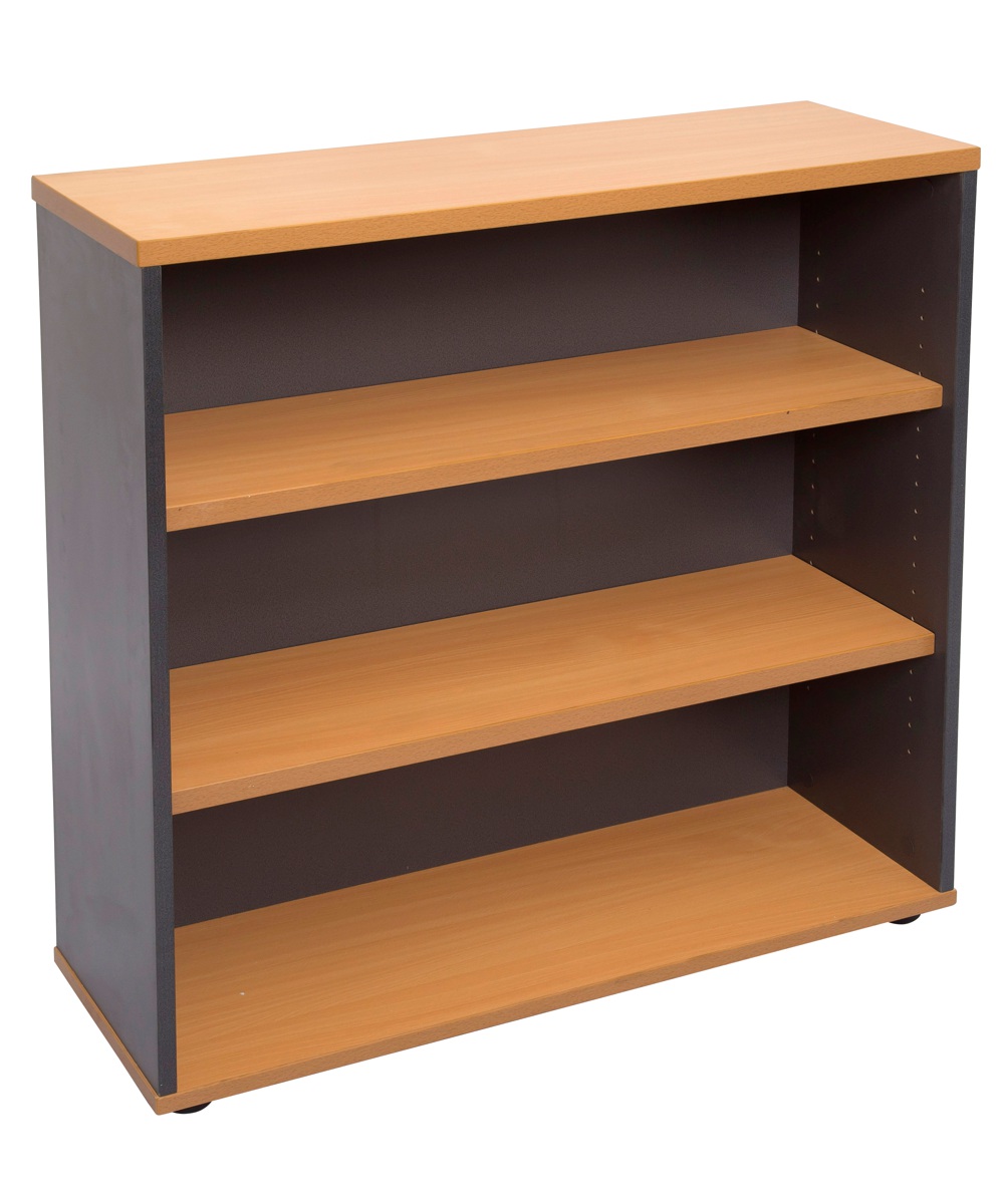 Worker Bookcase Beech and Ironstone 900×900