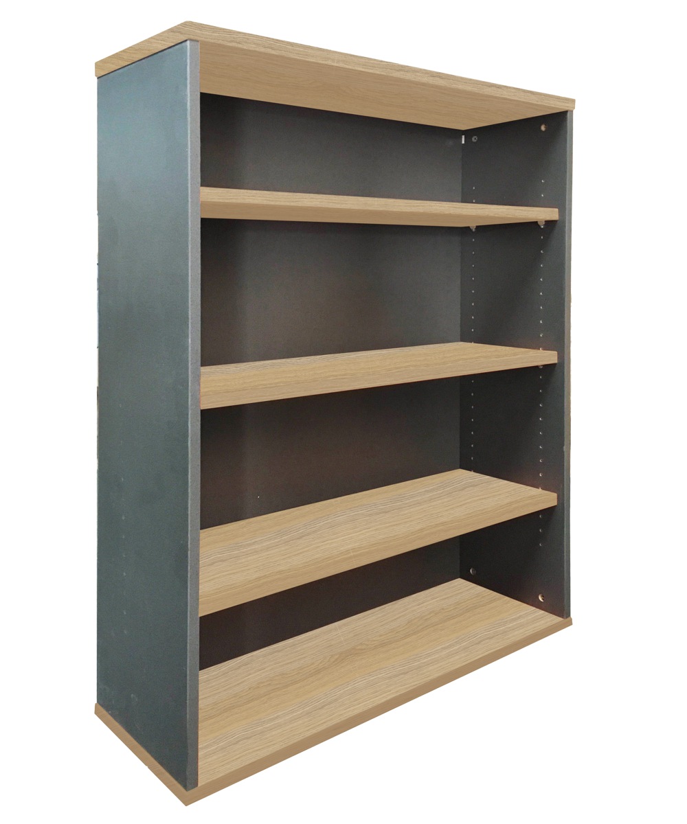 Worker Bookcase Natural Oak and Ironstone 1200×900