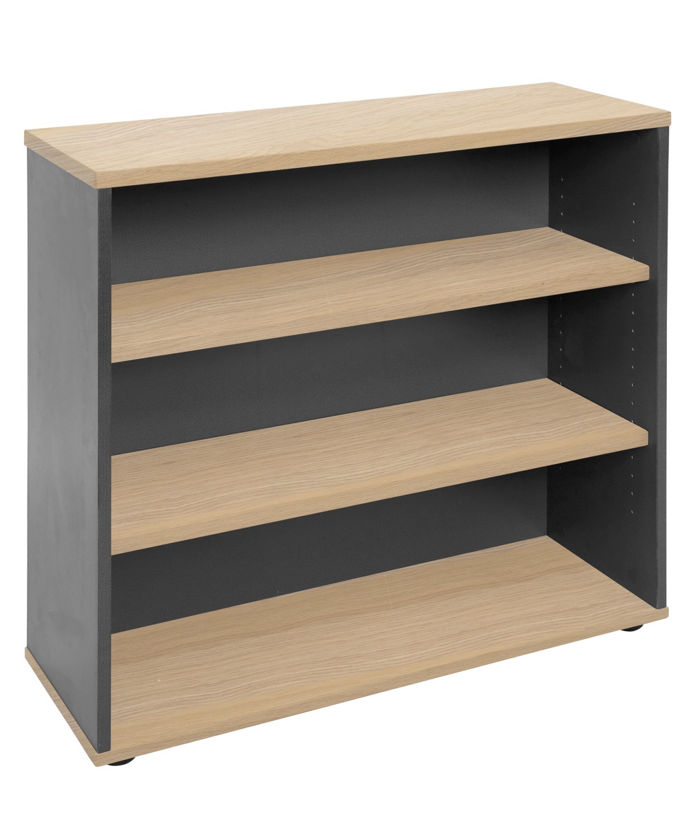 Worker Bookcase Natural Oak and Ironstone 900×900