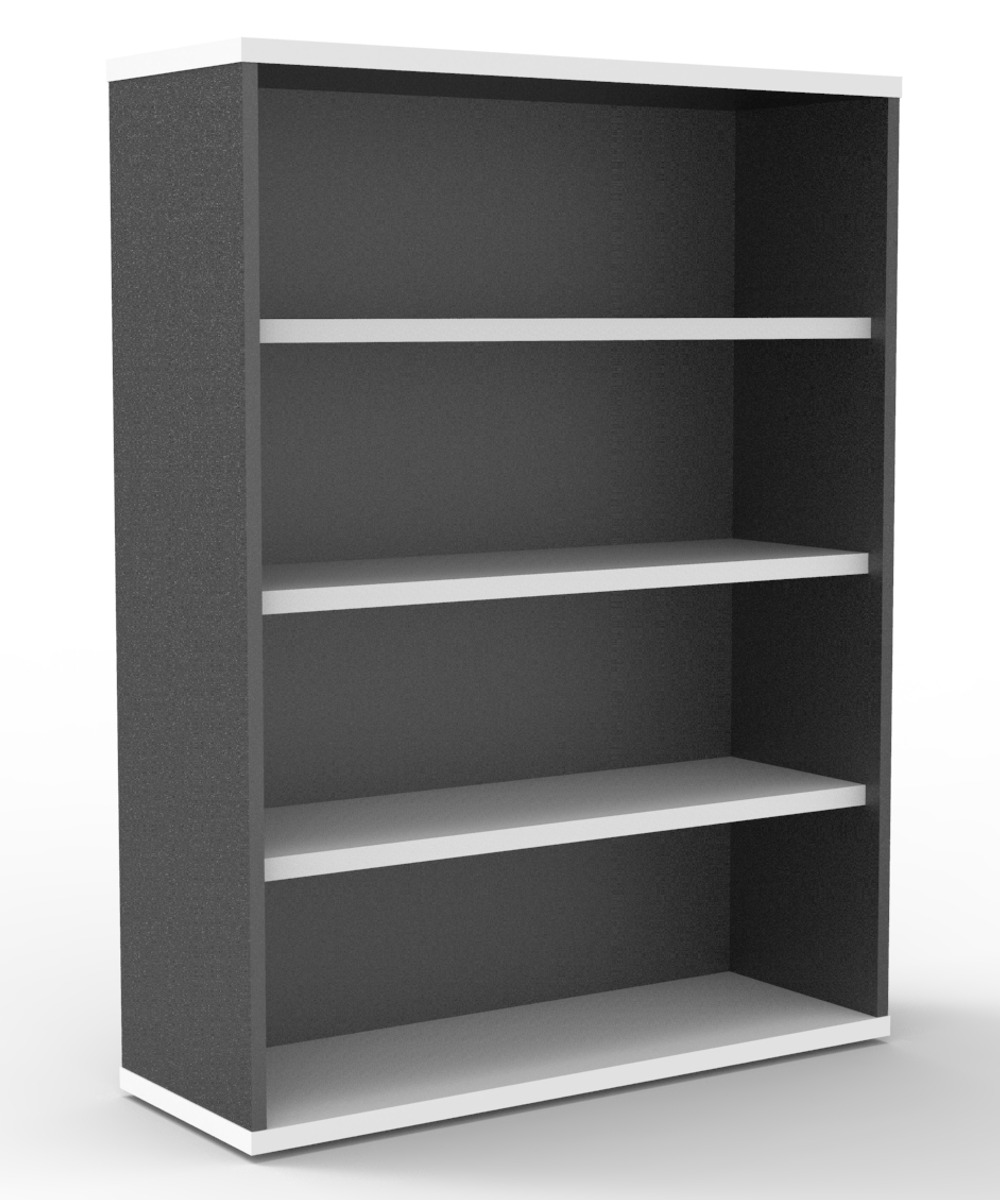 Worker Bookcase Natural White and Ironstone 1200×900