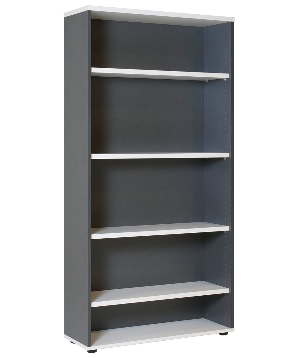 Worker Bookcase Natural White and Ironstone 1800×900