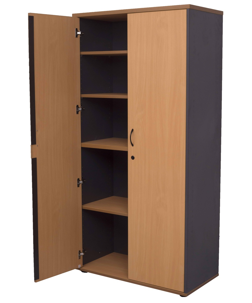 Worker Stationery Cabinet Beech and Ironstone
