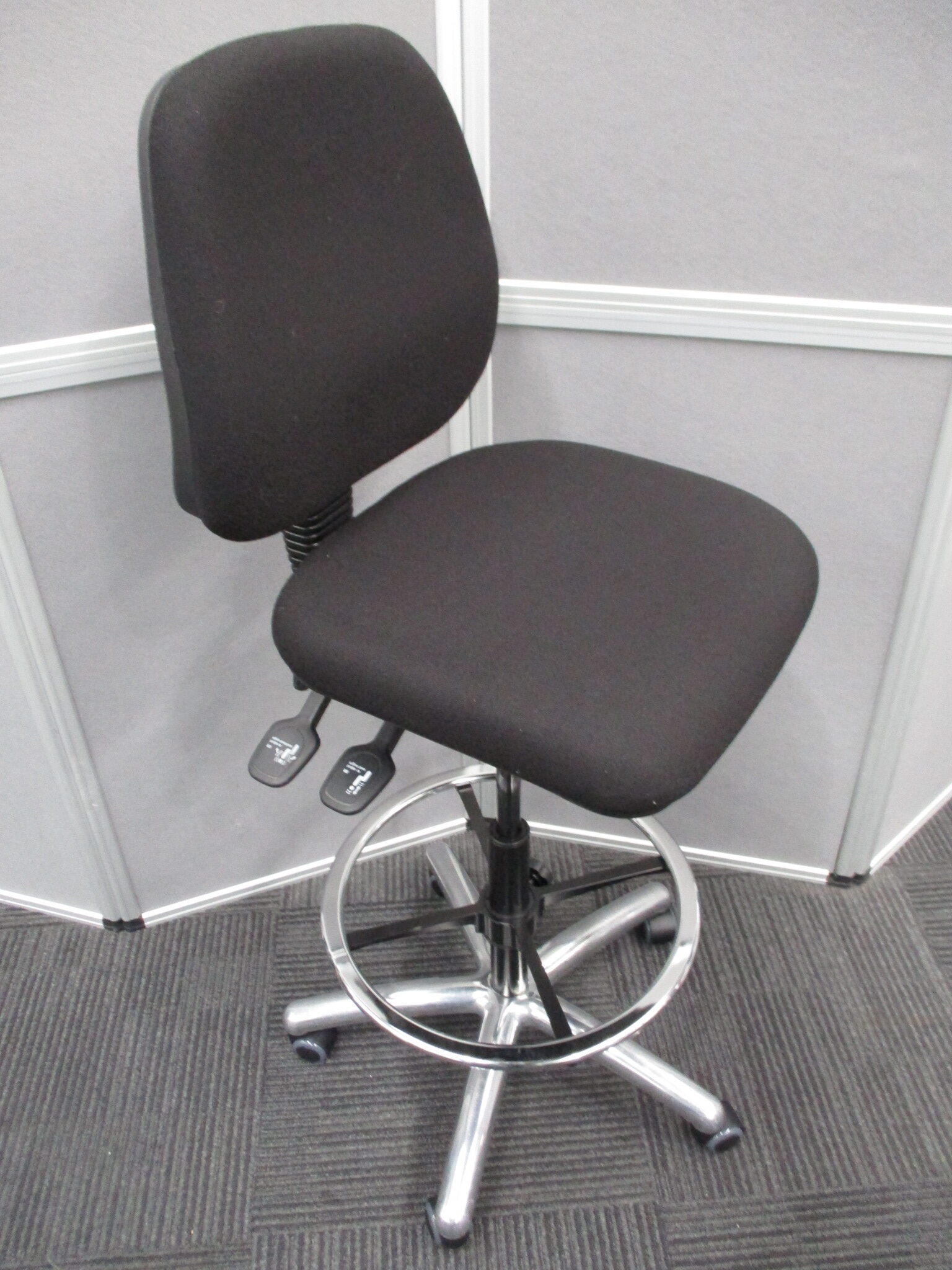 Black Fabric Drafting Chairs $180